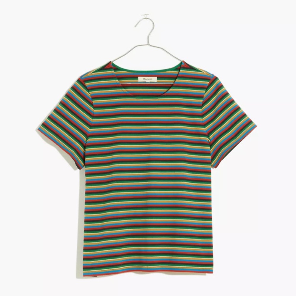 Madewell: Luxe Boxy-Crop Tee in Mathis Stripe